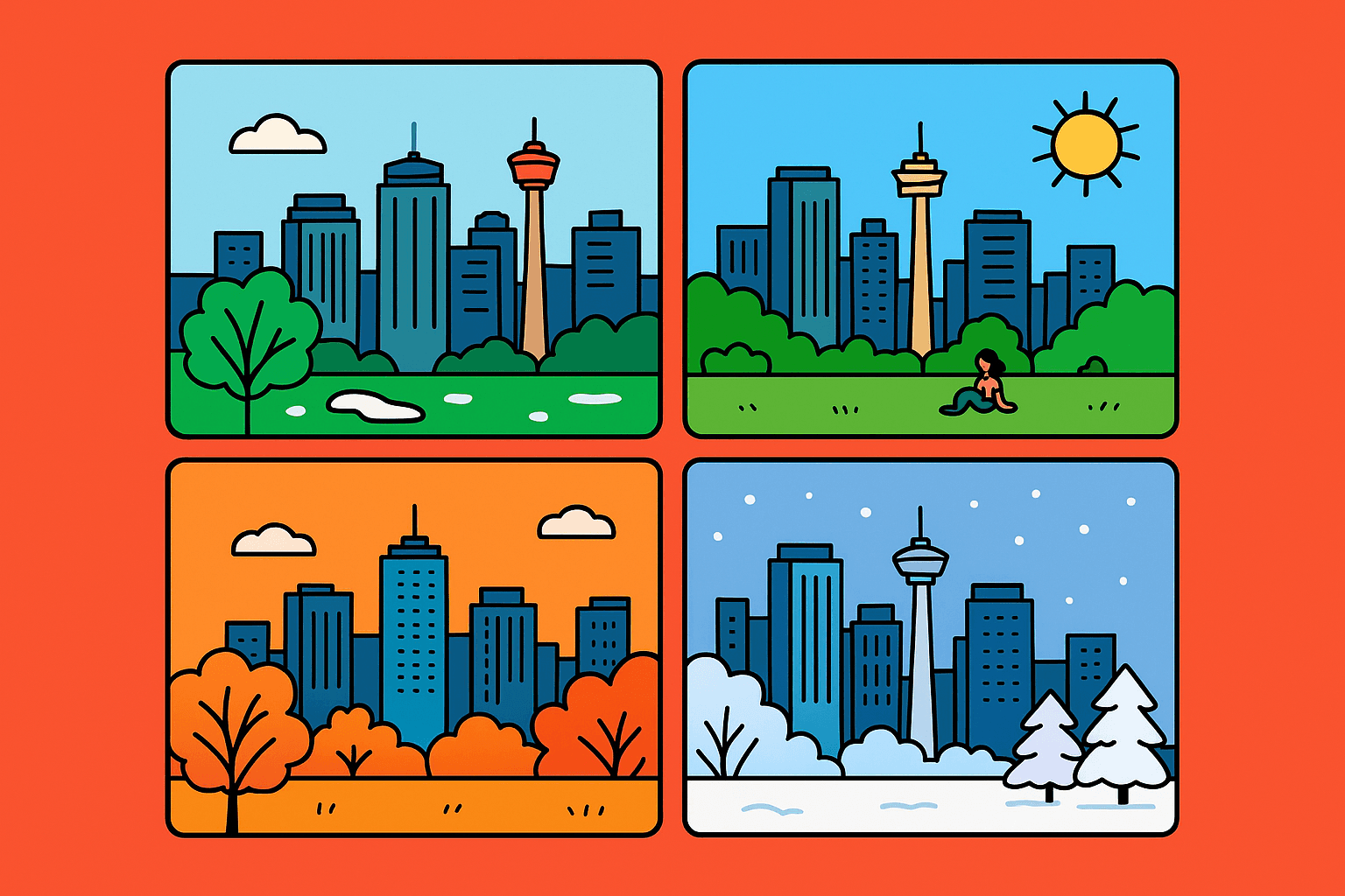 Calendar showing different seasons in Calgary