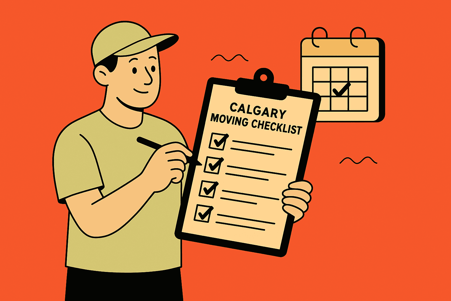 Person checking off items on a moving checklist clipboard