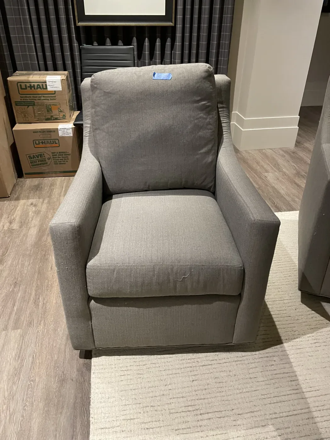 Armchair inside a home before moving